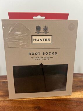 Hunter Original Short Boot Socks Dark Olive Fleece Size L 7-9 Rain Boot Liners